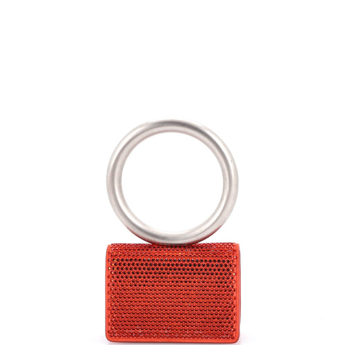 Ring Handle Card Holder Crystal Embellished Suede