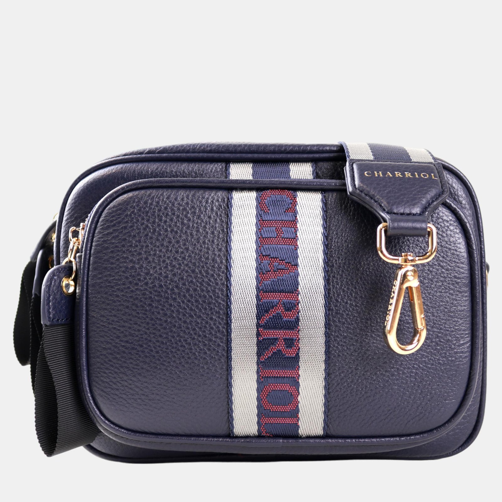 Charriol Dark Blue Leather Deauville Crossbody