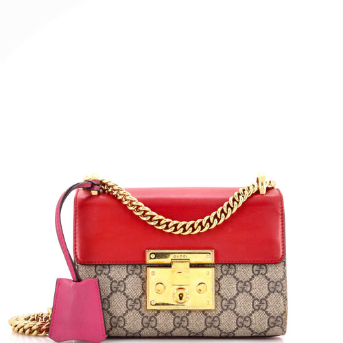 GUCCI Padlock Shoulder Bag GG Coated Canvas and Leather Small