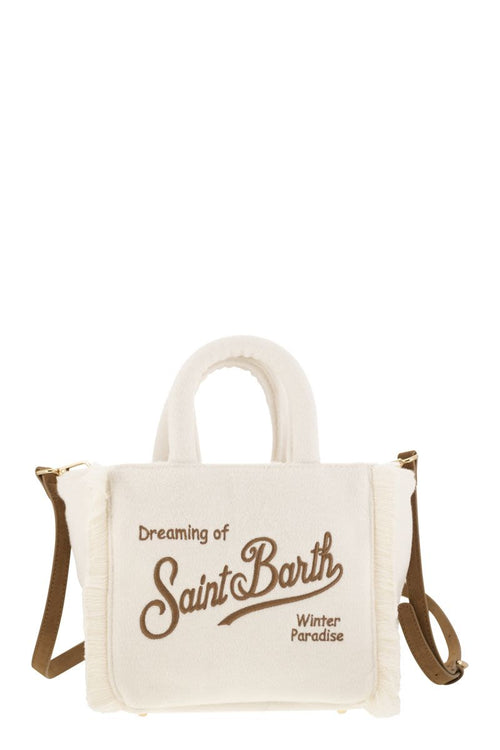 Wooly Mini Vanity Bag With Fringes in White | VAMI005