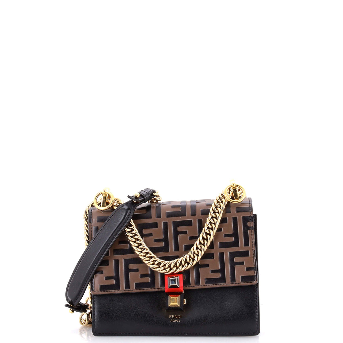 Fendi FENDI Kan I Bag Zucca Embossed Leather Small