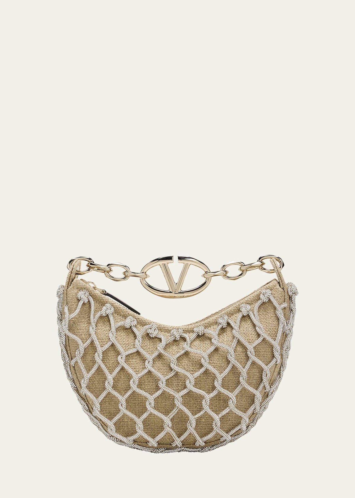 Valentino VLOGO Mini Netted Moon Hobo Bag