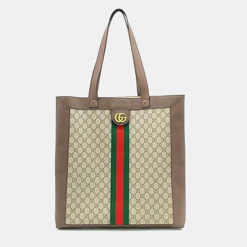 Beige/Brown GG Supreme Canvas Ophidia Tote Bag