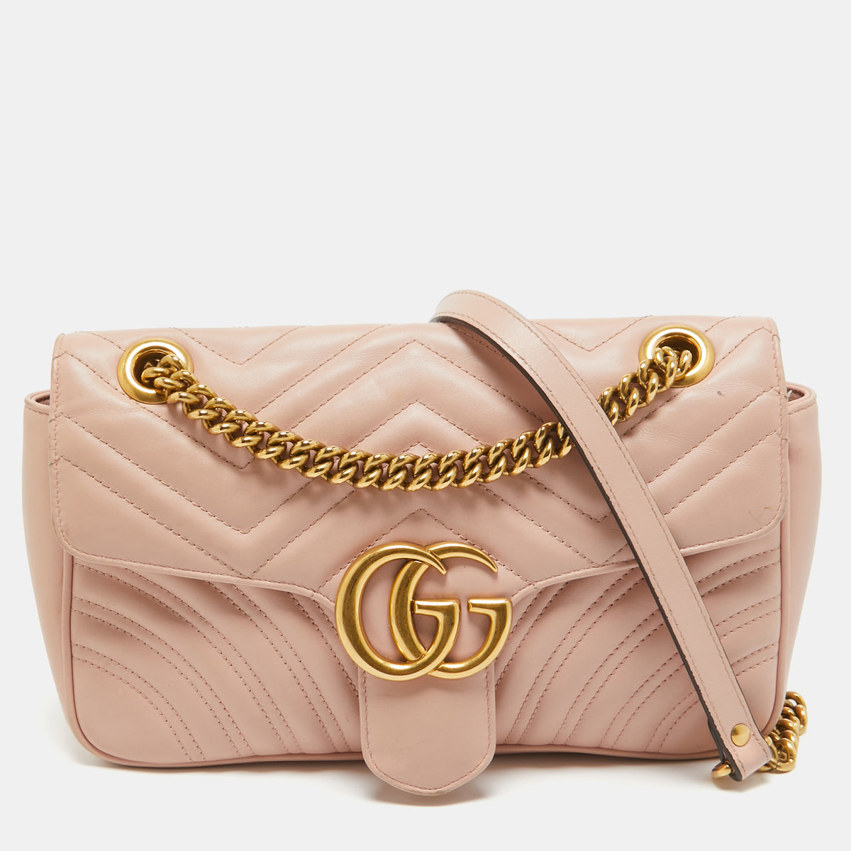 Gucci Pink Matelass&eacute; Leather Small GG Marmont Shoulder Bag