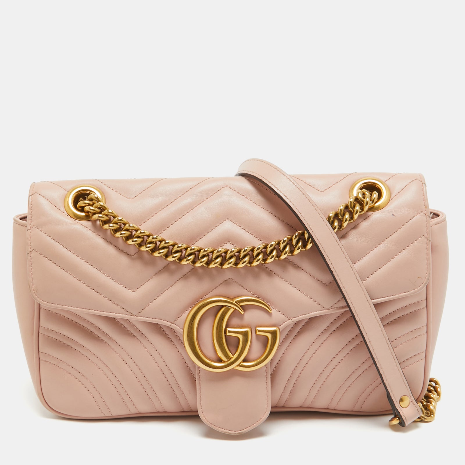 Gucci Petit sac à bandoulière GG Marmont en cuir matelassé rose