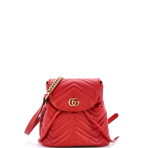 GUCCI GG Marmont Drawstring Backpack Matelasse Leather Mini