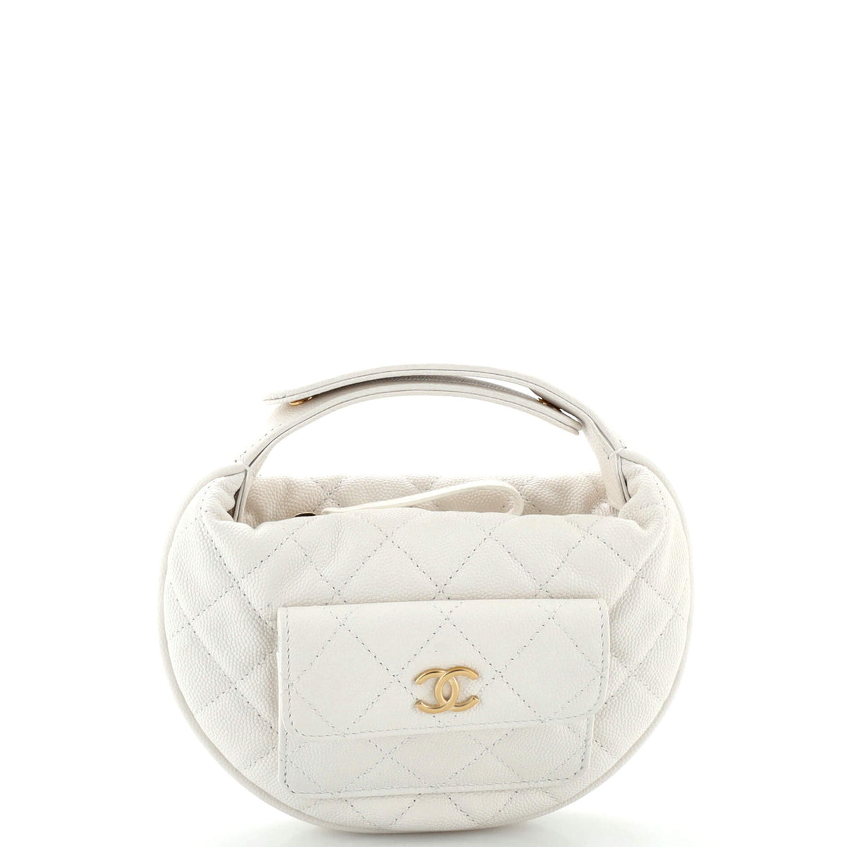 Chanel CHANEL Front Pocket Hobo Pouch Quilted Caviar Mini