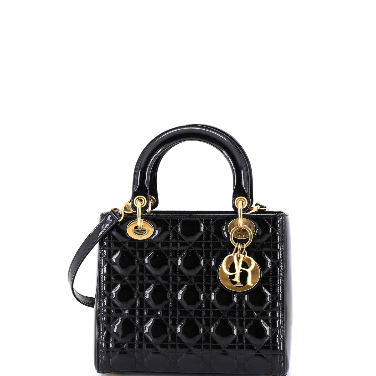 Christian Dior Lady Dior Bag Cannage Quilt Patent Small