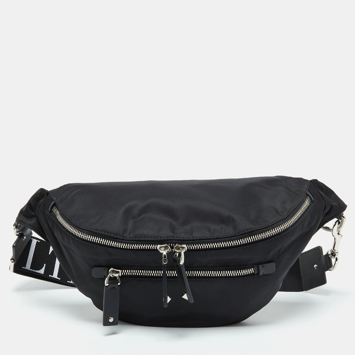 Valentino Black Nylon and Leather Belt Bag