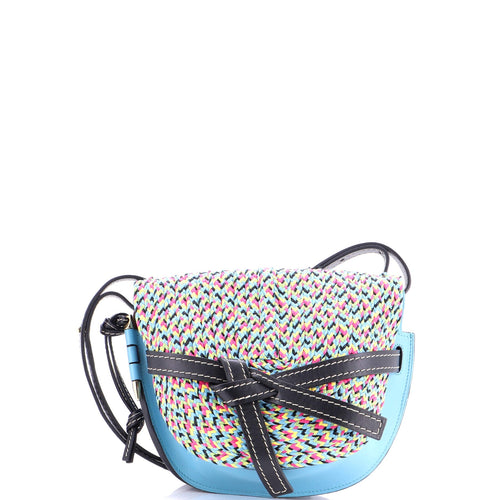LOEWE Gate Shoulder Bag Leather with Raffia Small