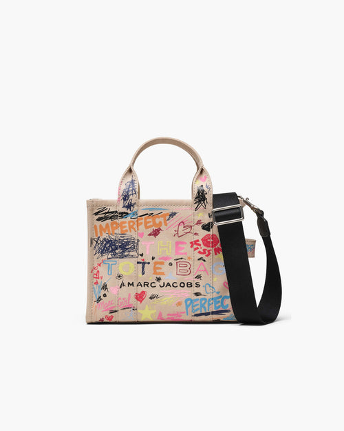 Marc Jacobs The Punk Scribble Canvas Small Tote Bag in Beige Multi