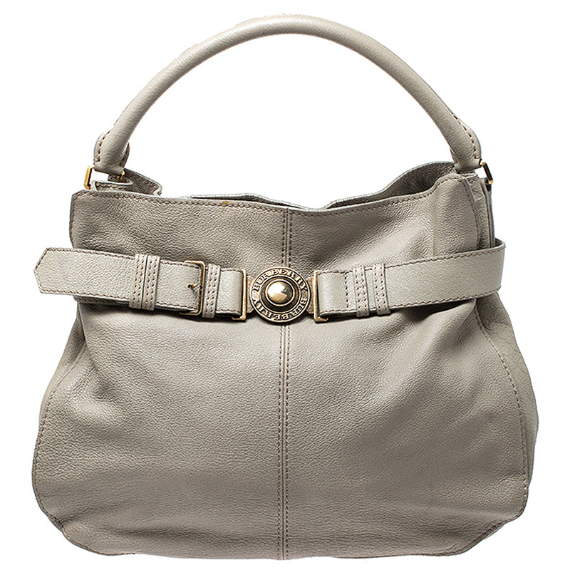 Burberry Grey Leather Lambeth Hobo