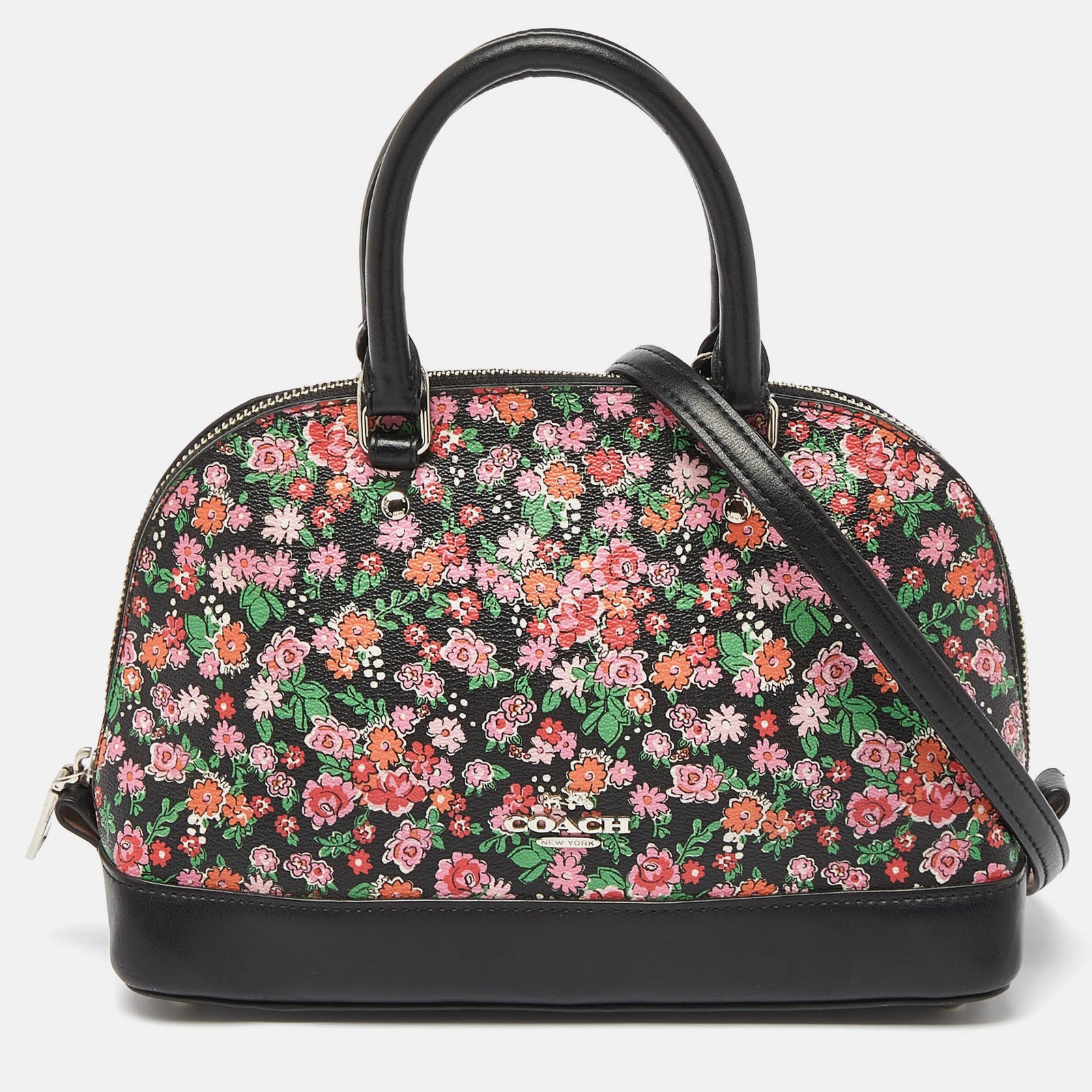 Coach Multicolor Floral Print Coated Canvas and Leather Mini Sierra Satchel