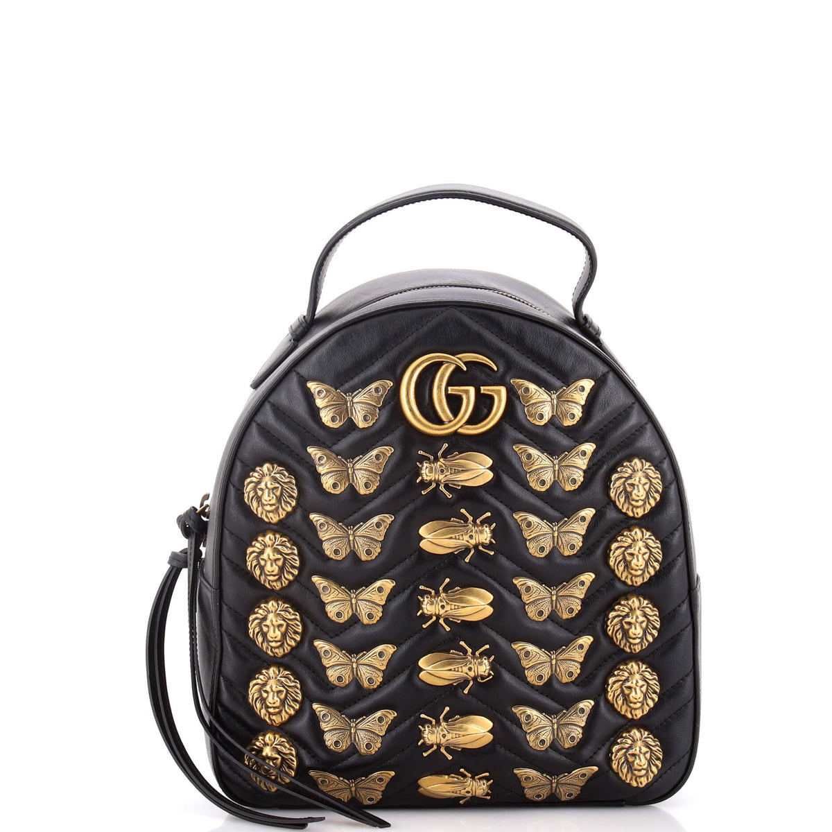 Gucci GUCCI GG Marmont Backpack Embellished Matelasse Leather Small