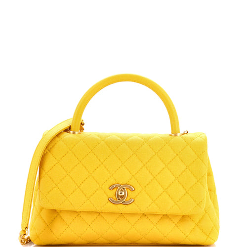 CHANEL Coco Top Handle Bag Quilted Caviar Small