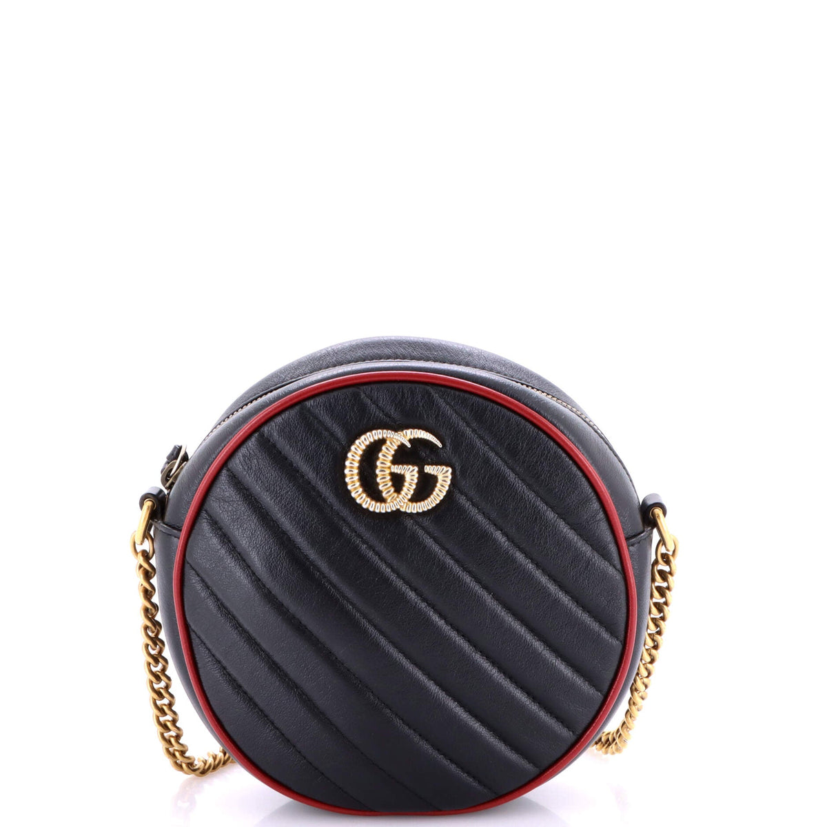 Gucci GUCCI GG Marmont Round Shoulder Bag Matelasse Leather Mini