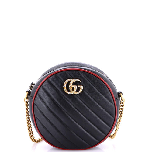 GUCCI GG Marmont Round Shoulder Bag Matelasse Leather Mini