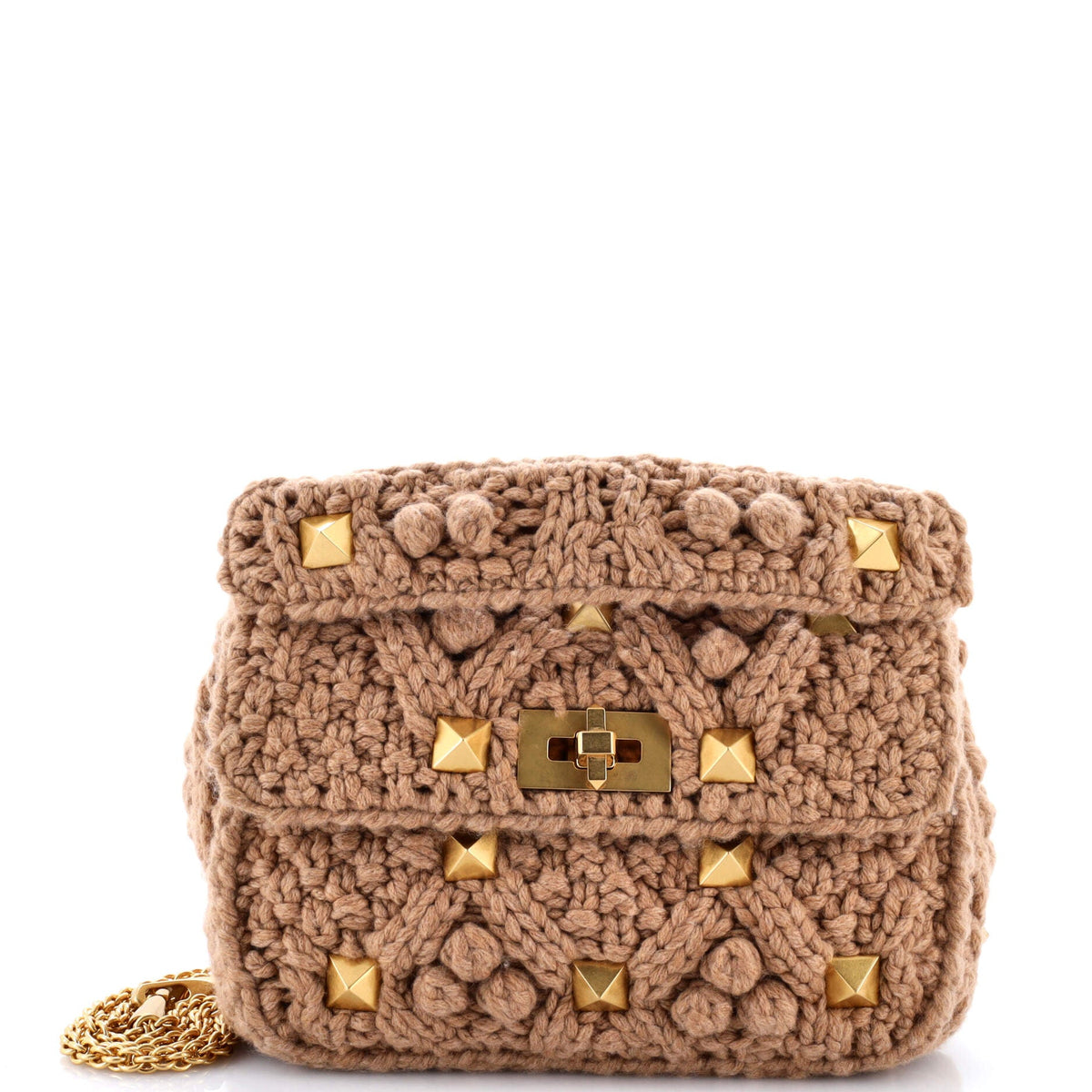 Valentino VALENTINO GARAVANI Roman Stud Flap Bag Quilted Knit Medium
