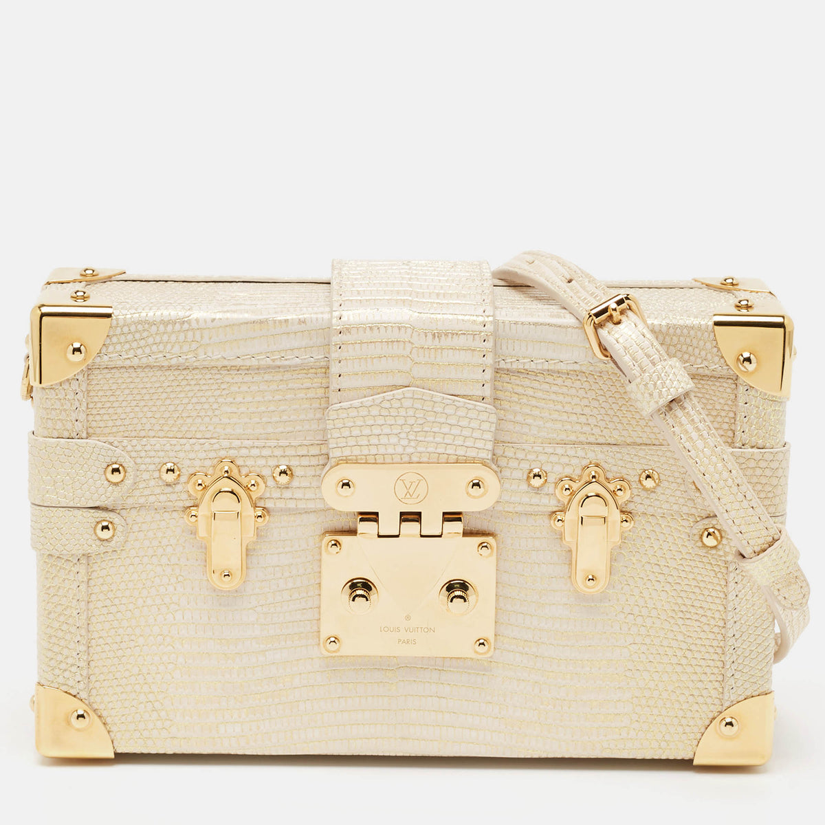 Louis Vuitton Gold Lizard Petite Malle Bag