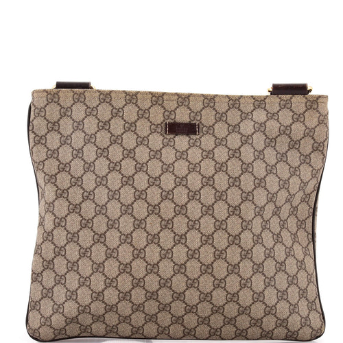 GUCCI Zip Top Messenger Bag GG Coated Canvas Large