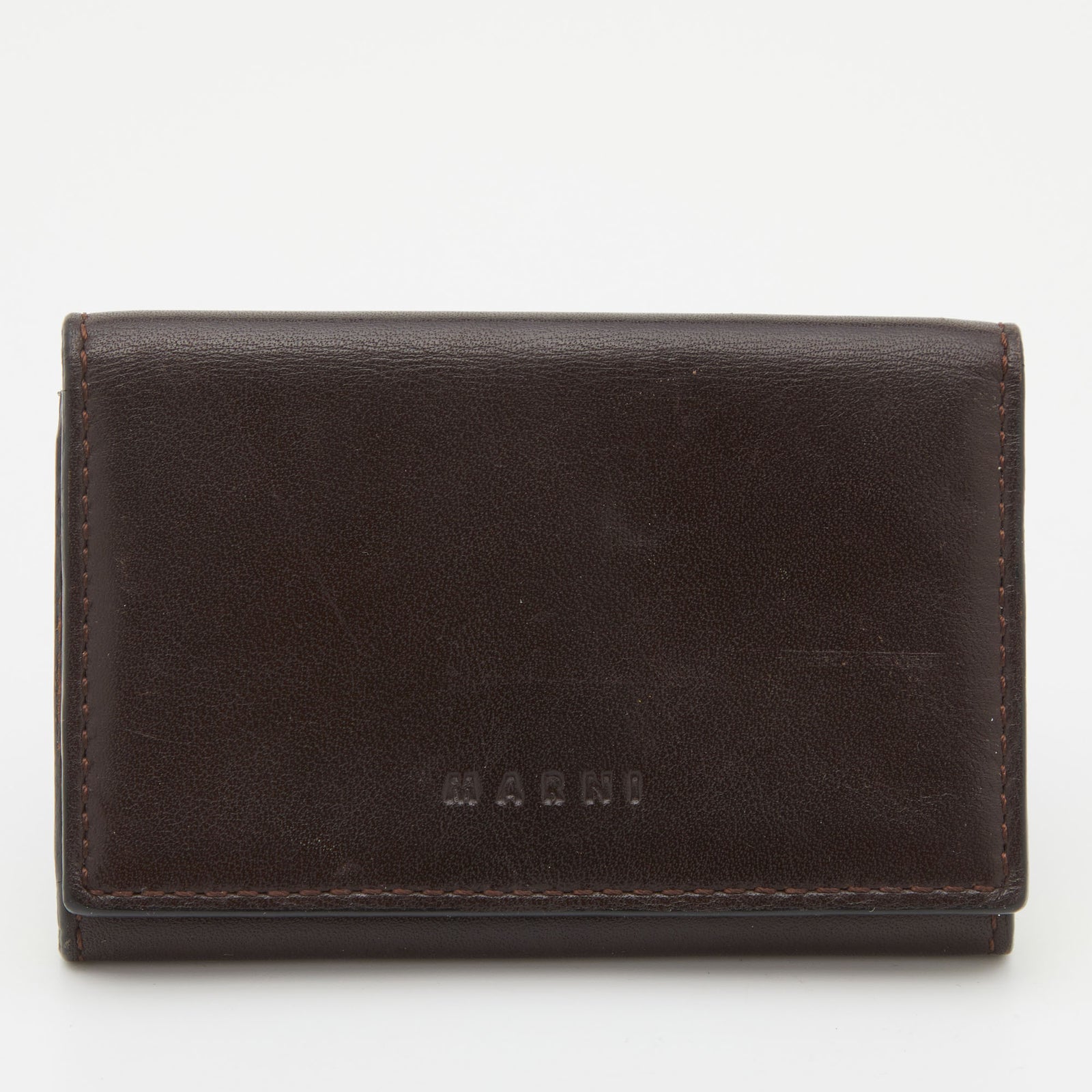 Marni Dark Brown Leather Card Holder