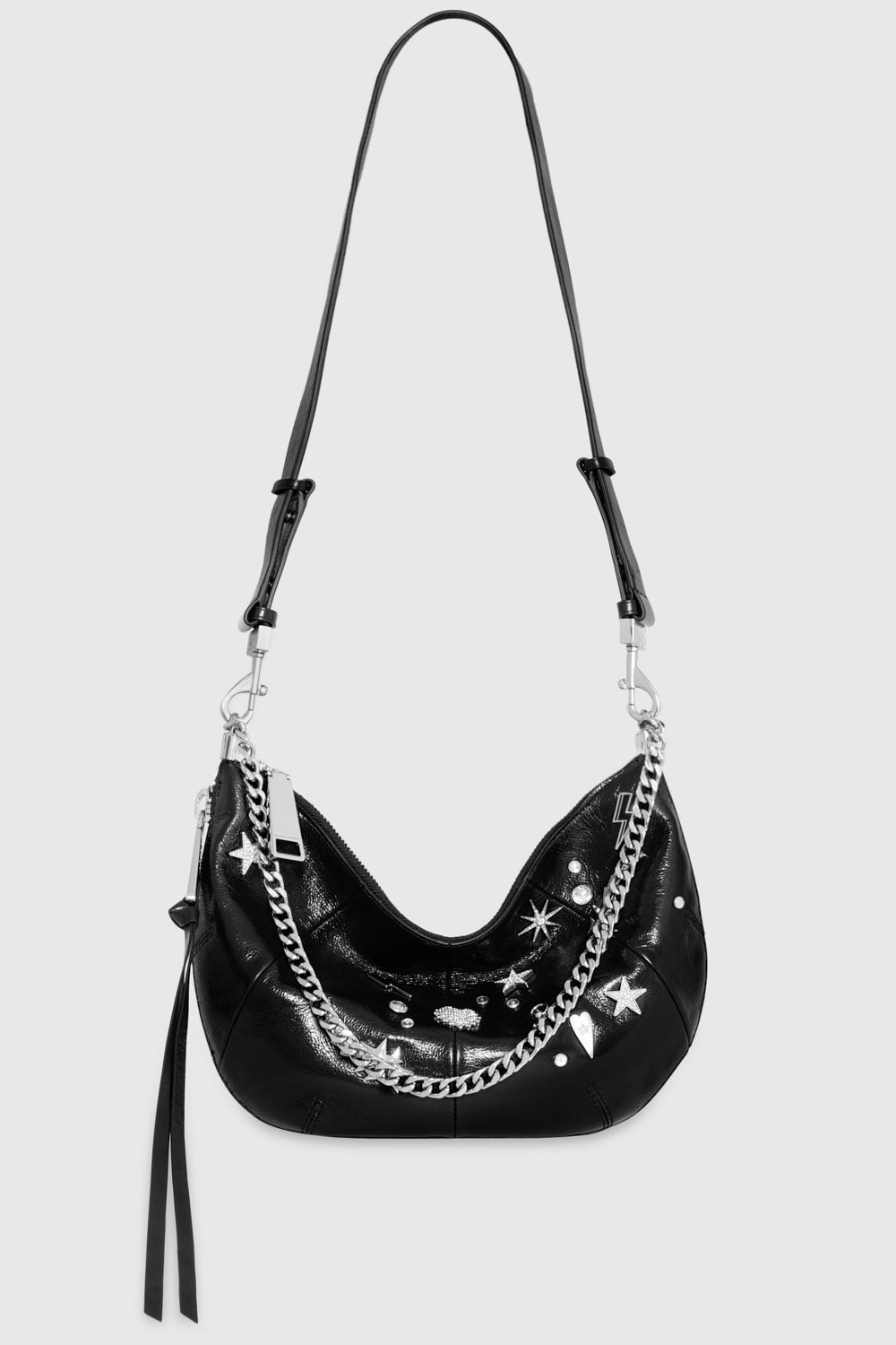 Rebecca Minkoff Zip Around Crossbody With Celestial Studs Bag In Black/Silver
