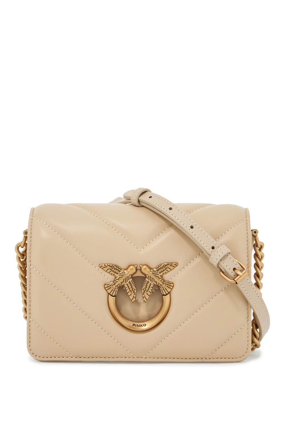 Pinko Women's Mini Love Bag Click Big Chevron in Beige | 100067A136