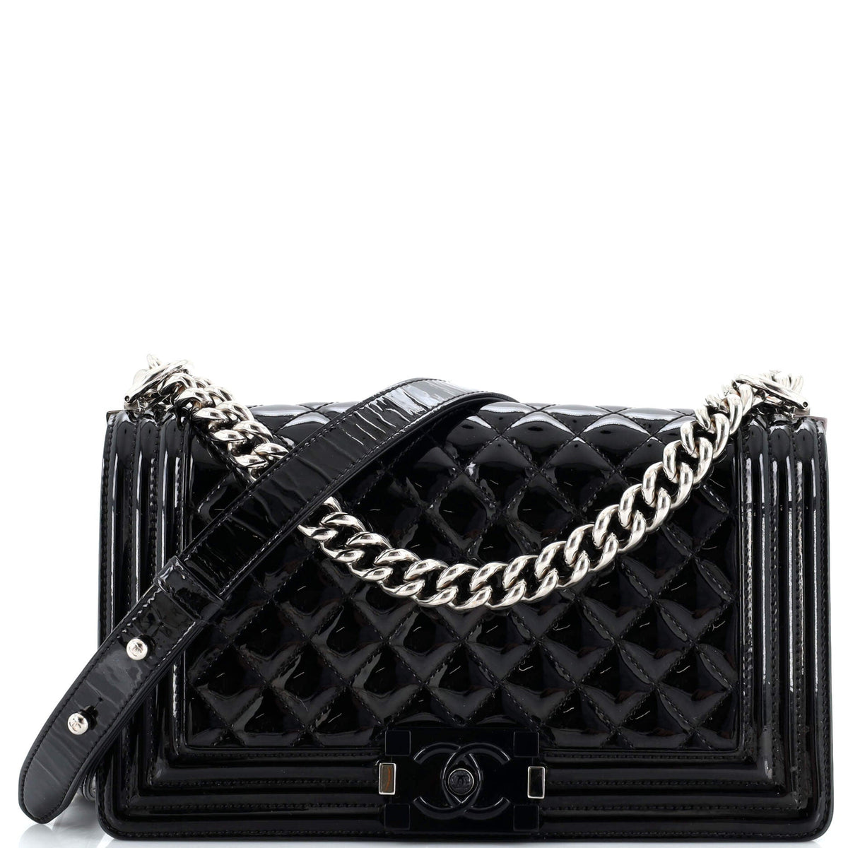 Chanel CHANEL Boy Flap Bag Quilted Plexiglass Patent Old Medium