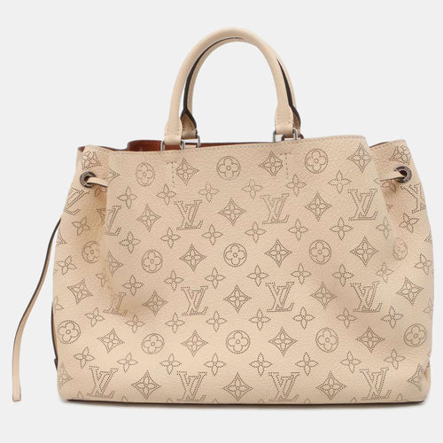 Beige Monogram Mahina Leather Bella Bag