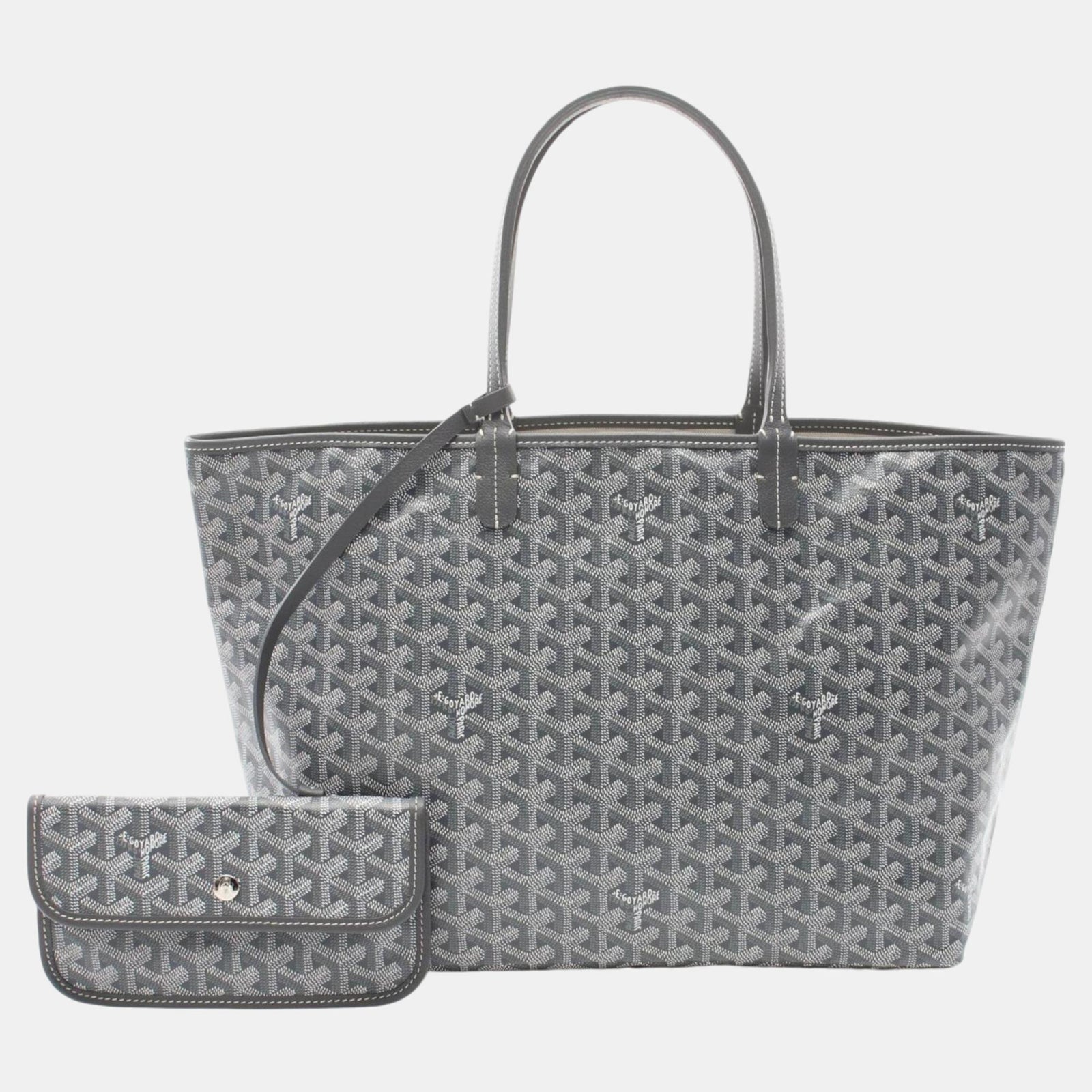 Goyard Saint Louis PM Tote Bag aus beschichtetem Canvas-Leder in Grau/Weiß