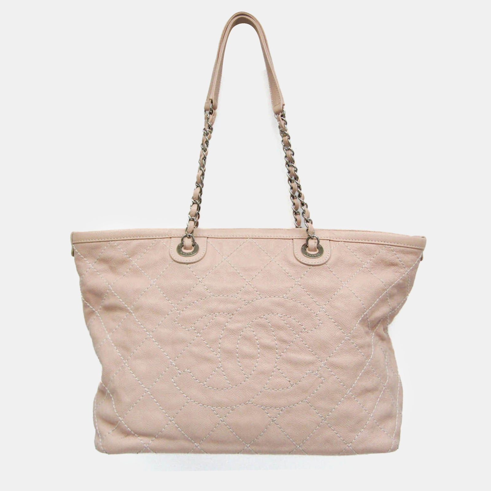 Chanel Pink Caviar Quilted Small CC Daily Shopping Tote Bag