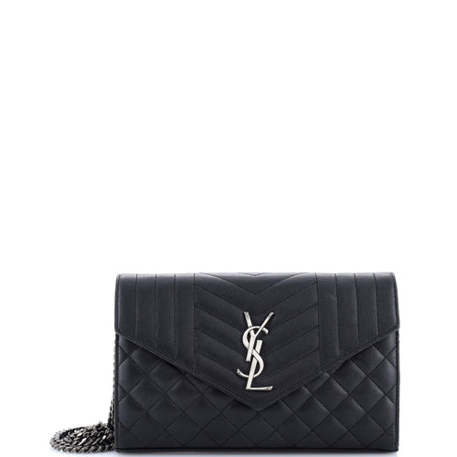 Classic Monogram Chain Wallet Mixed Matelasse Leather Medium