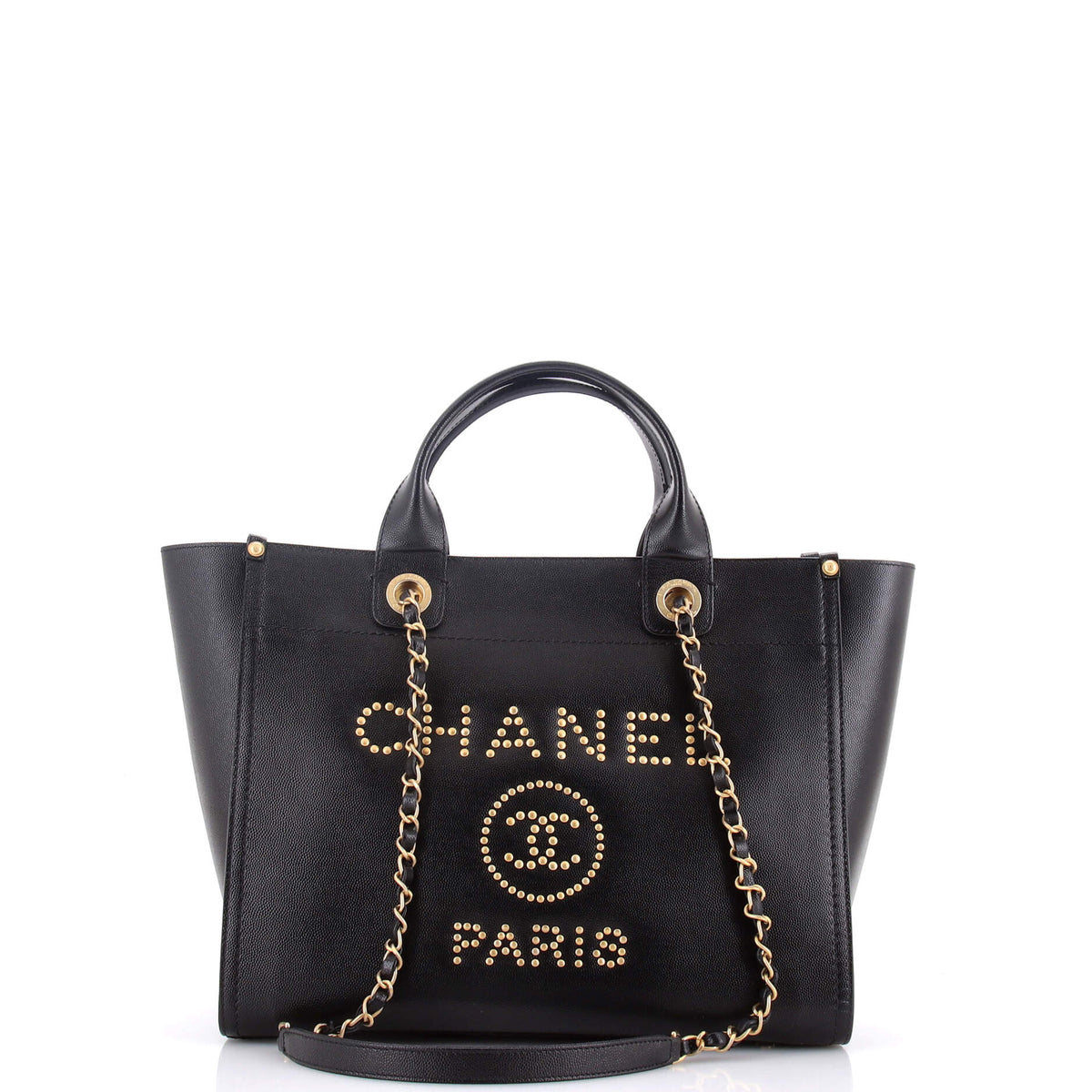 Chanel CHANEL Deauville Tote Studded Caviar Small
