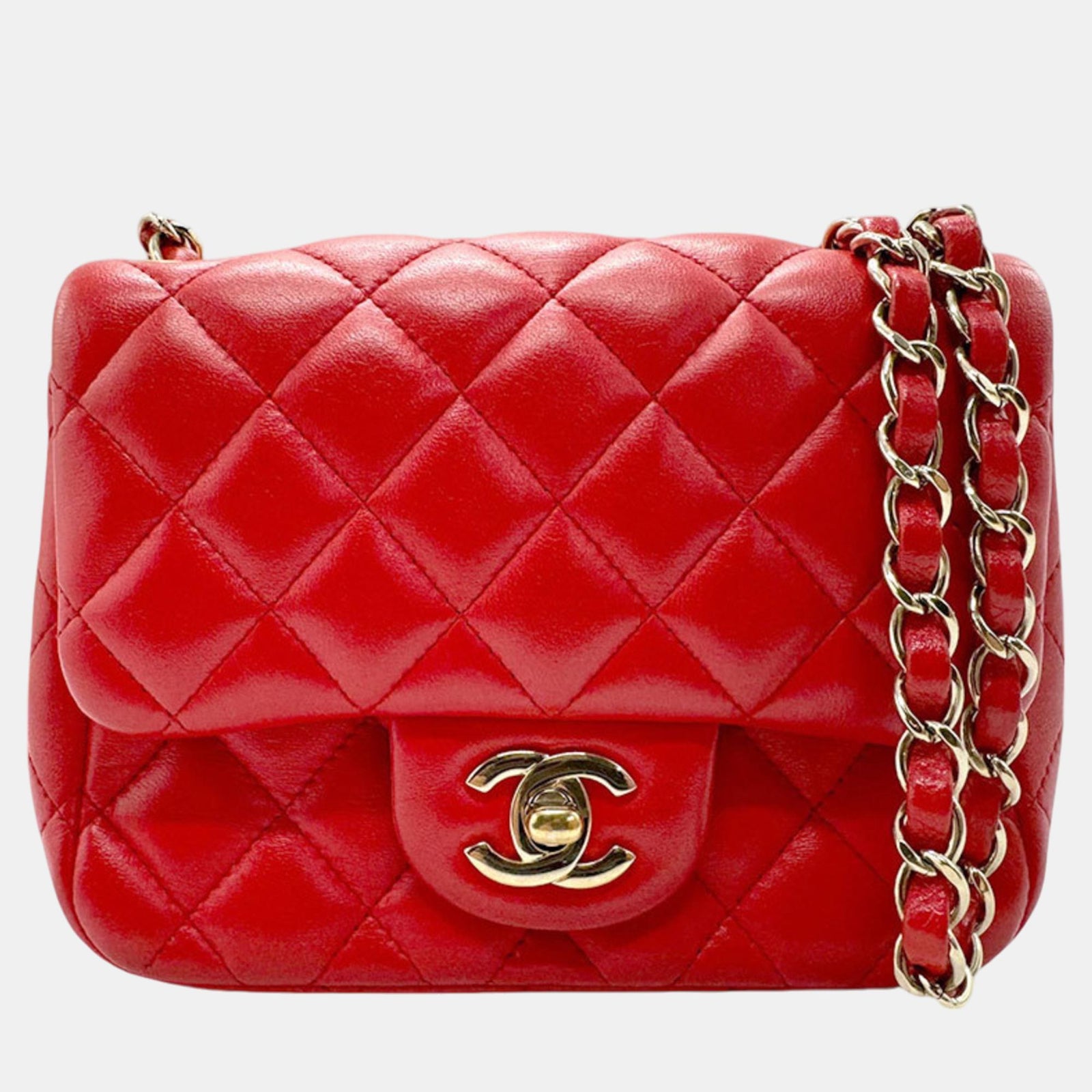 Chanel Schultertasche aus Lammleder in Rot und Gold