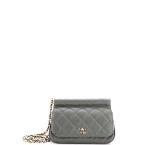 CHANEL Bar Clutch on Chain Quilted Caviar Small