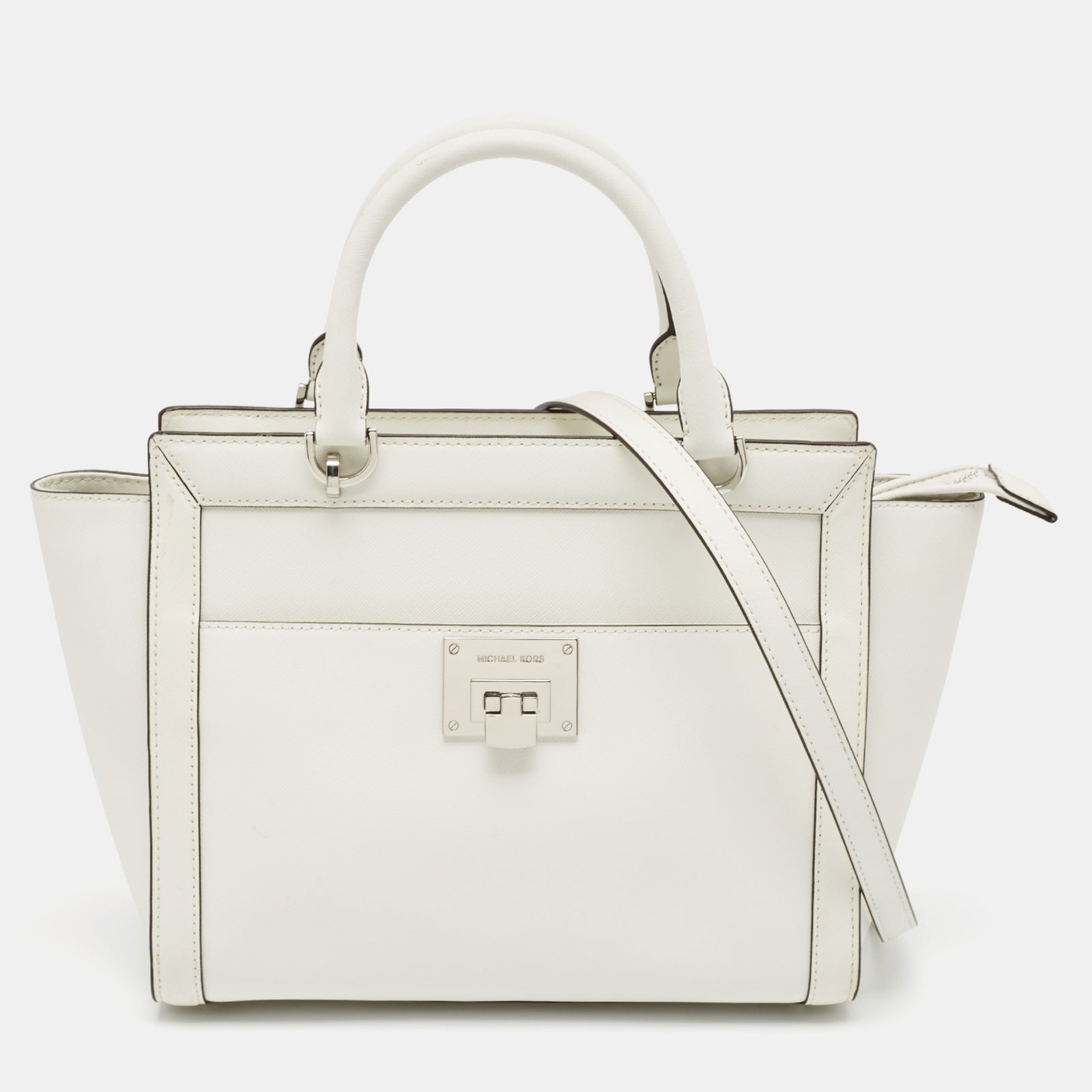 Michael Kors White Leather Large Tina Tote