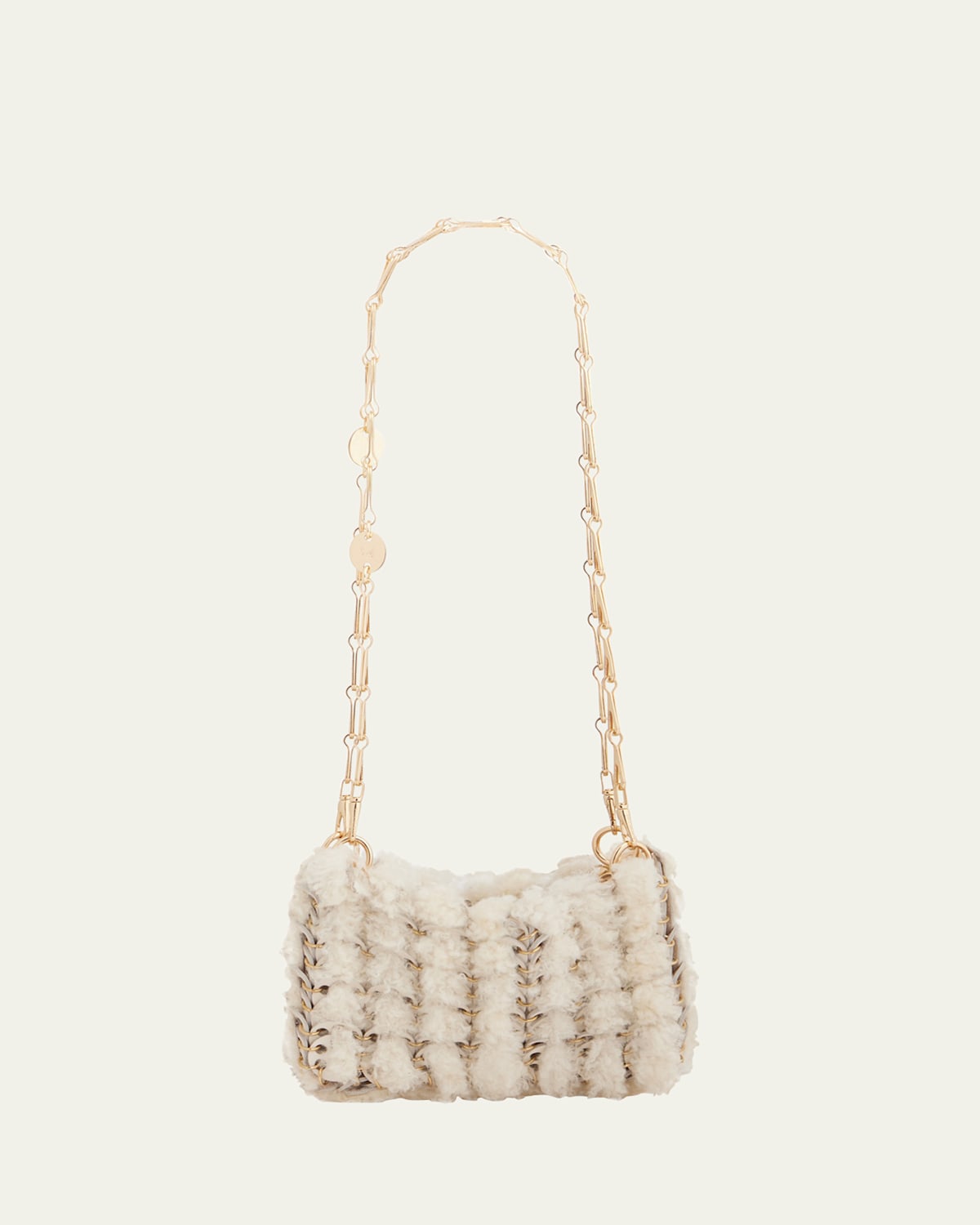 Rabanne Nano Disc Shearling Shoulder Bag