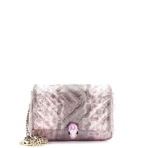 BVLGARI Serpenti Cabochon Shoulder Bag Diagonal Quilted Metallic Karung Small
