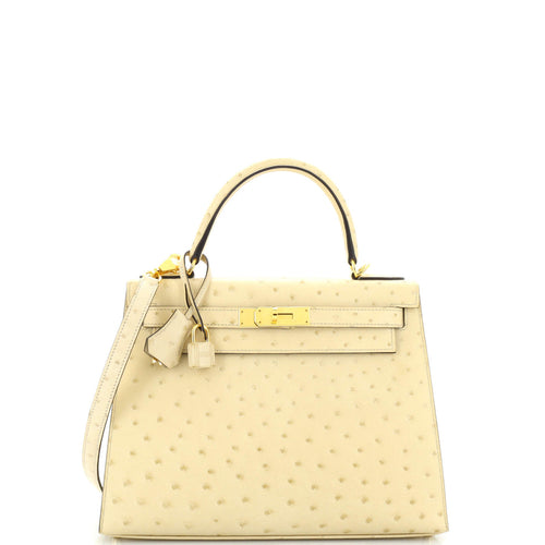 Kelly Handbag Light Ostrich with Gold Hardware 28