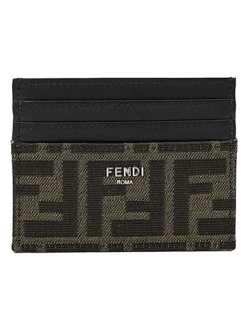 Men's Embroidered Fabric Card Holder in Brown | Size UNICA | 7M0164ALWK