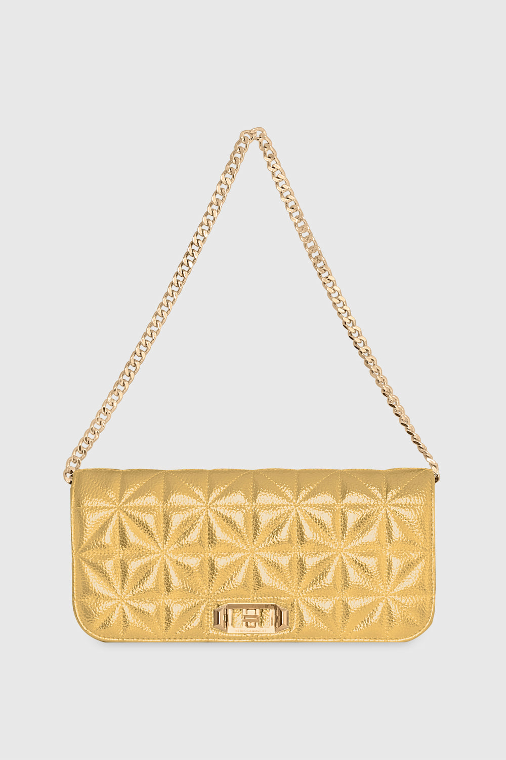 Rebecca Minkoff Deco Quilted Clutch Bag In Gold