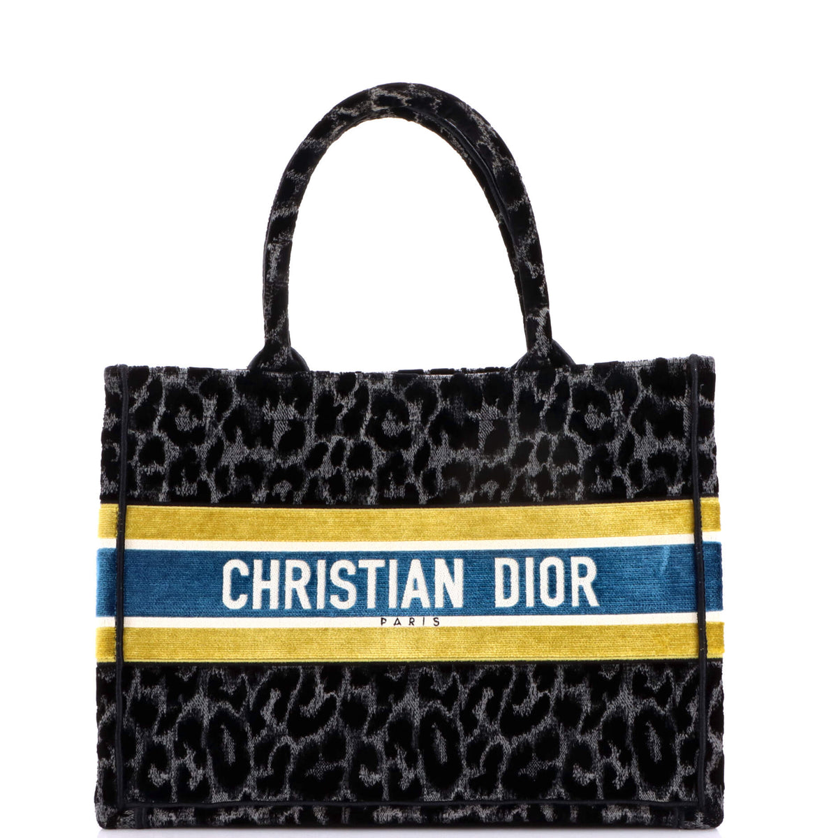Christian Dior Book Tote Mizza Embroidered Canvas and Velvet Medium