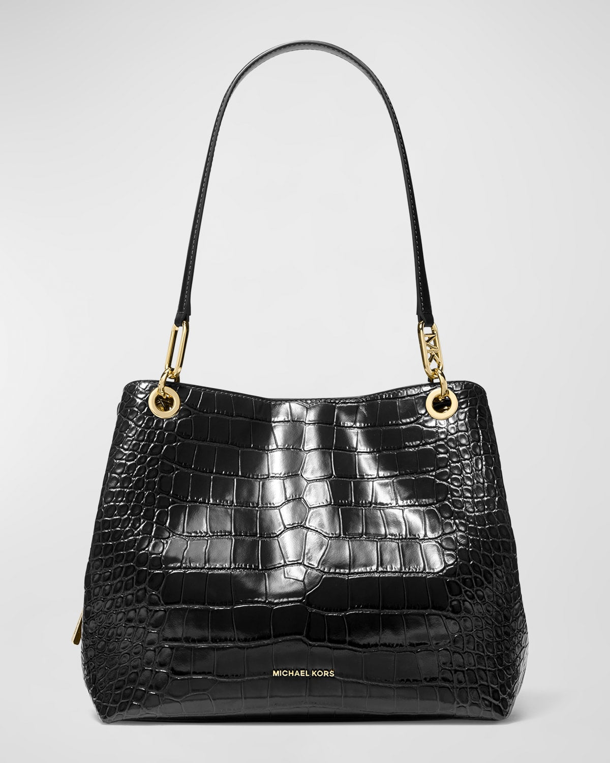 Boss Kensington Croc-Embossed Leather Shoulder Bag