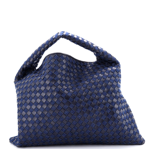 Hop Hobo Intrecciato Leather and Denim Large