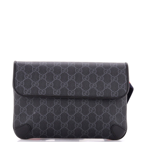 GUCCI Web Flap Belt Bag GG Coated Canvas