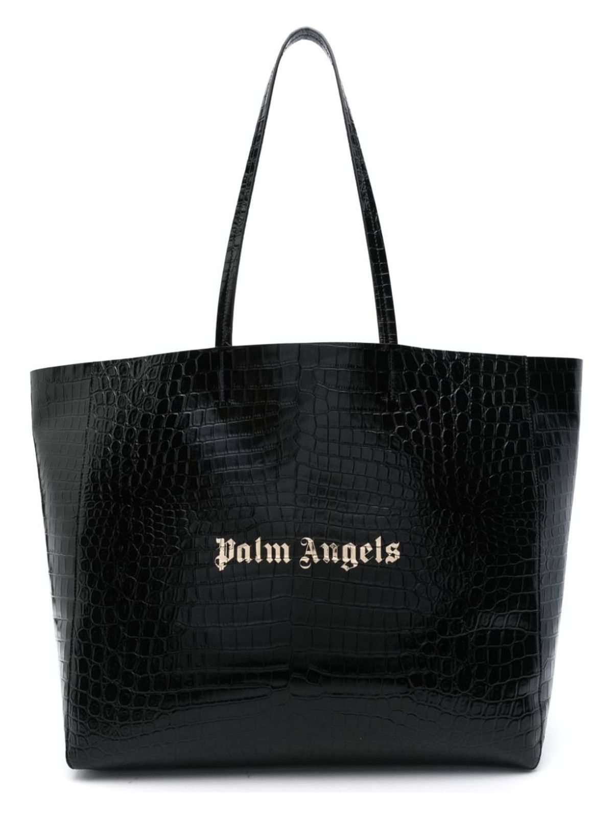 Palm Angels Women's Shopping M Black Golden Logo in Blackgold | PWNA062R24LEA00110761076