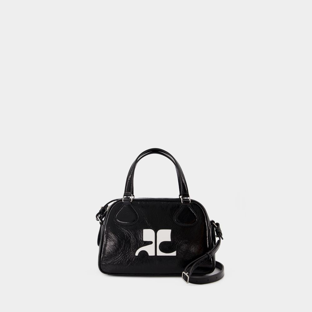 CourrÃ¨ges Women's Reedition Bowling Bag Patent Leather in Black | PERGSA062CR0044