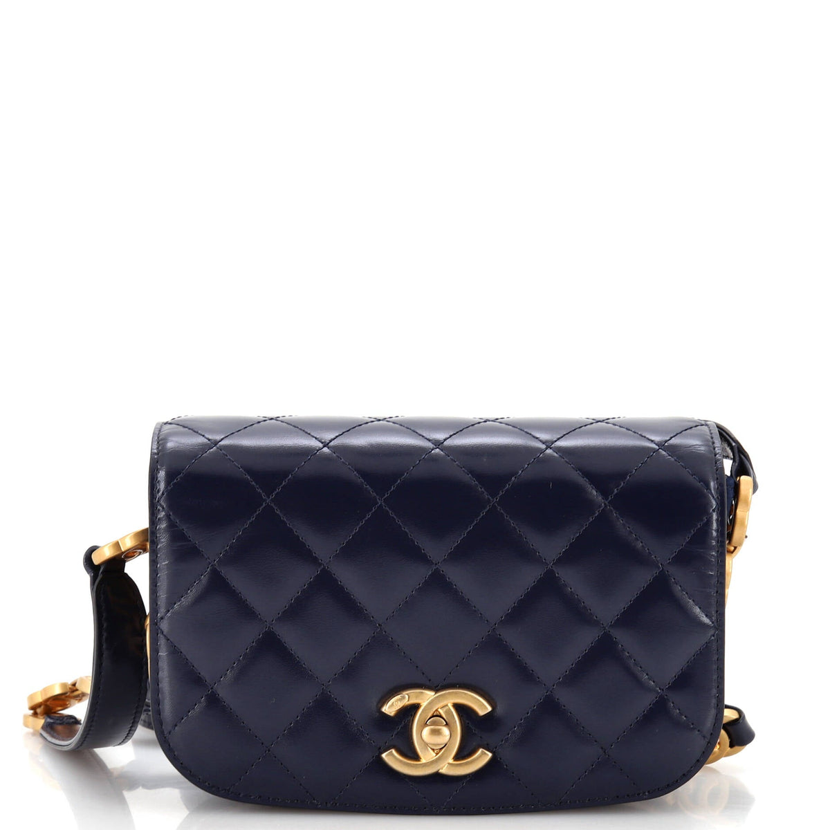 Chanel CHANEL My Sweet CC Full Flap Messenger Bag Quilted Shiny Calfskin with Suede Mini