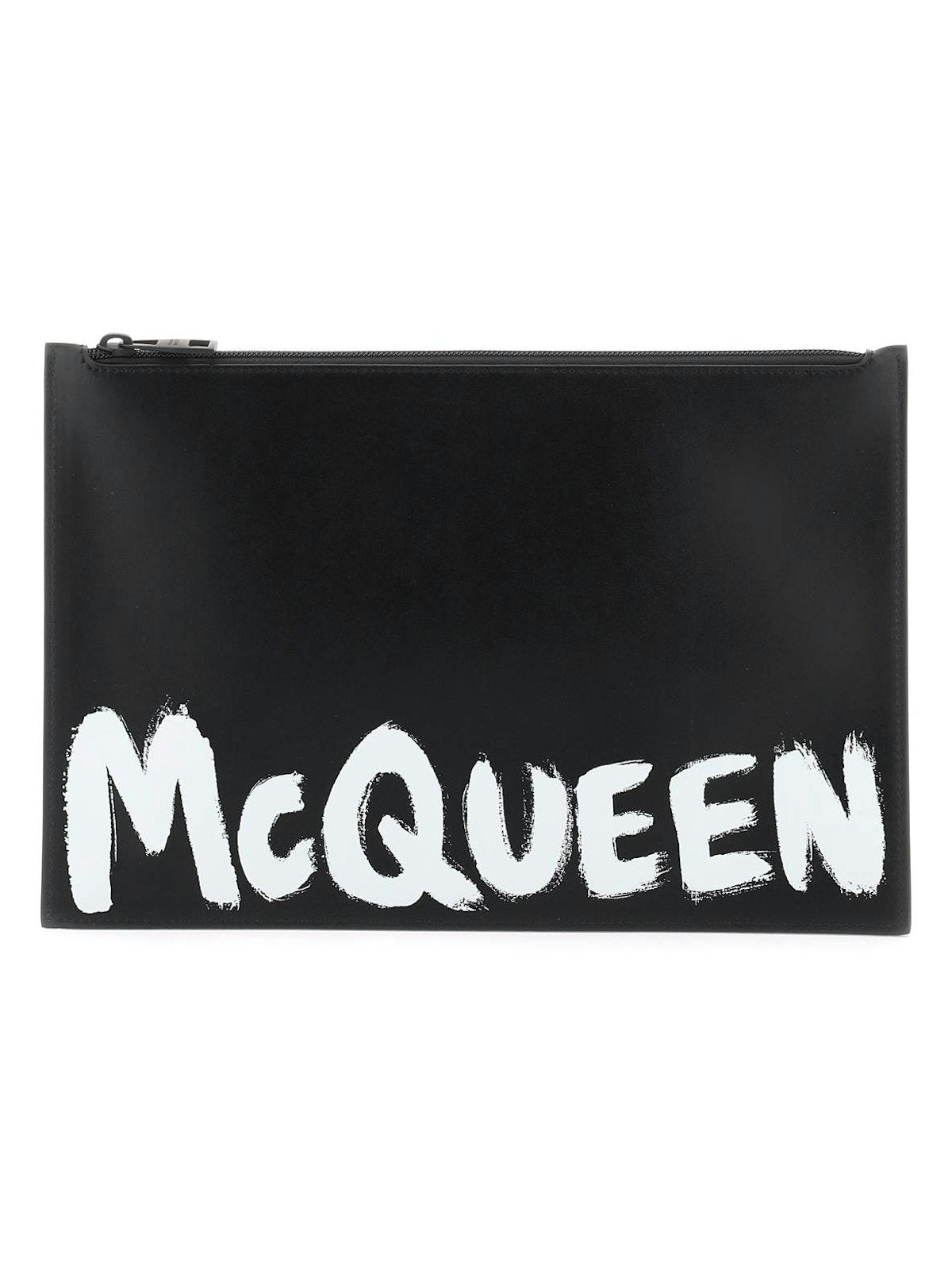 Alexander Mcqueen Men's Flat Zip Graffiti Pouch in Black | Size UNICA | 5604721AAMJ