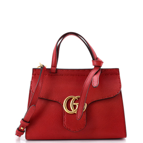 GUCCI GG Marmont Top Handle Bag Leather Mini